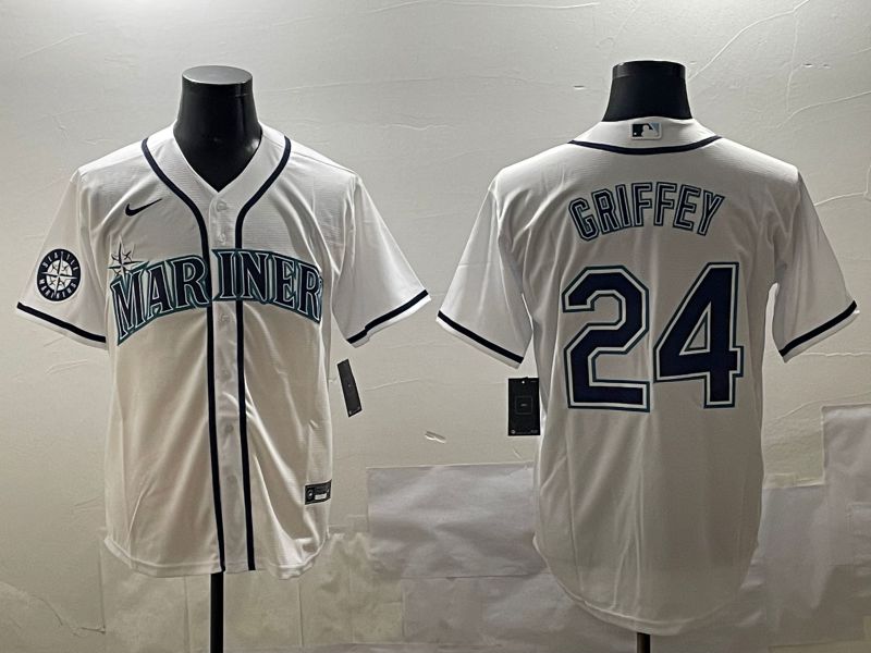 Men Seattle Mariners 24 Griffey White Game 2025 Nike MLB Jersey style 2